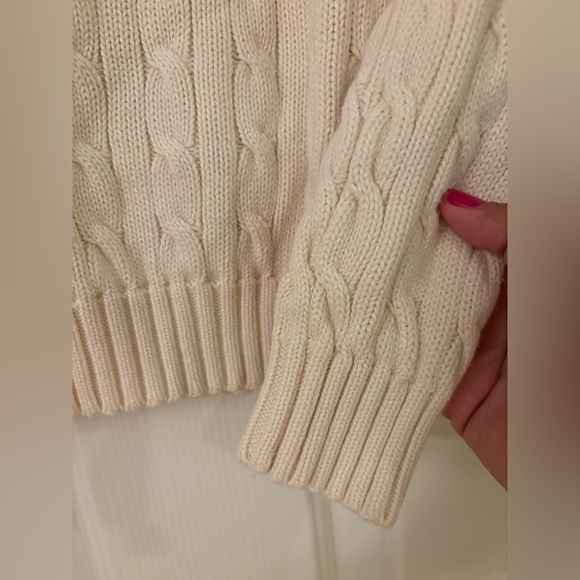 Ralph Lauren cable knit cotton crew neck sweater size small cream color - Picture 5 of 5